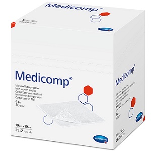 Medicomp, nem steril, 4 rtg 10x10 cm, 100 db Medicomp, nem steril, 4 rtg 10x10 cm, 100 db