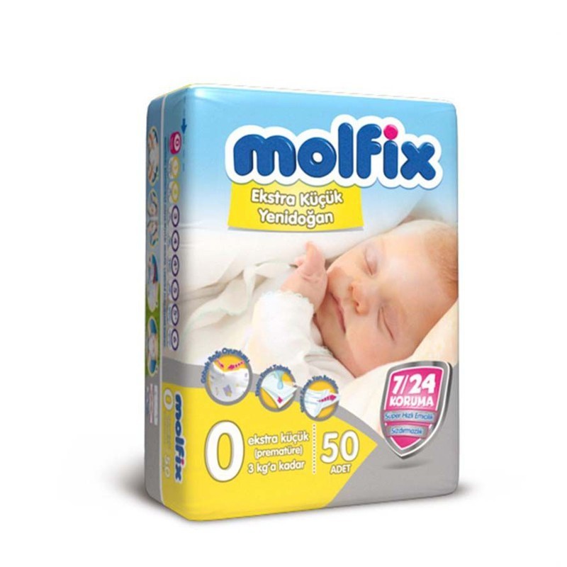 Molfix "0-ás" Koraszülött pelenka, 50 db/csomag Molfix "0-ás" Koraszülött pelenka, 50 db/csomag